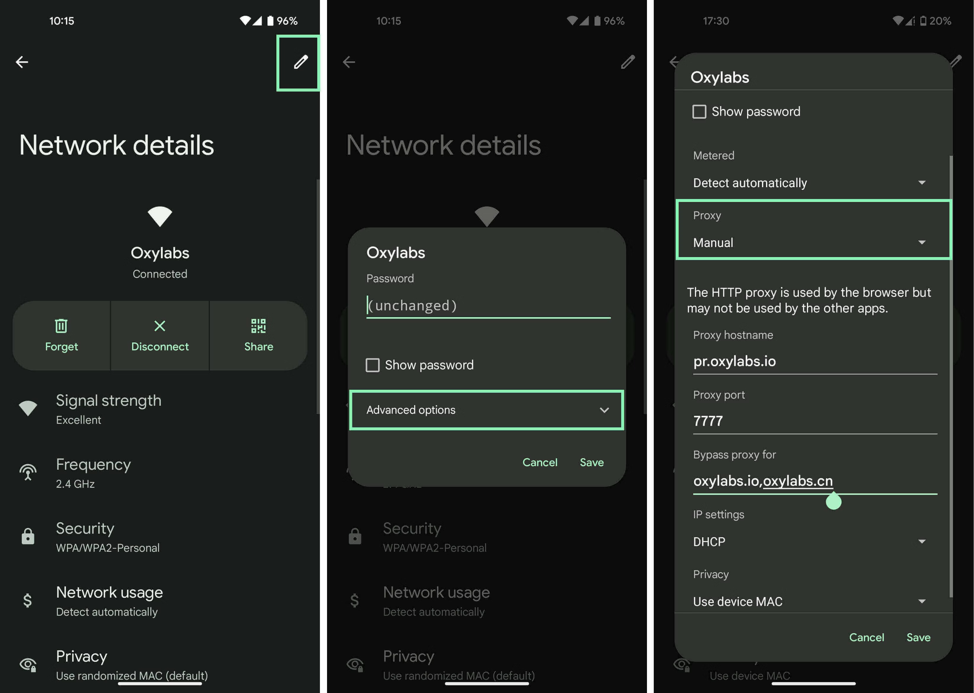 Configure proxy