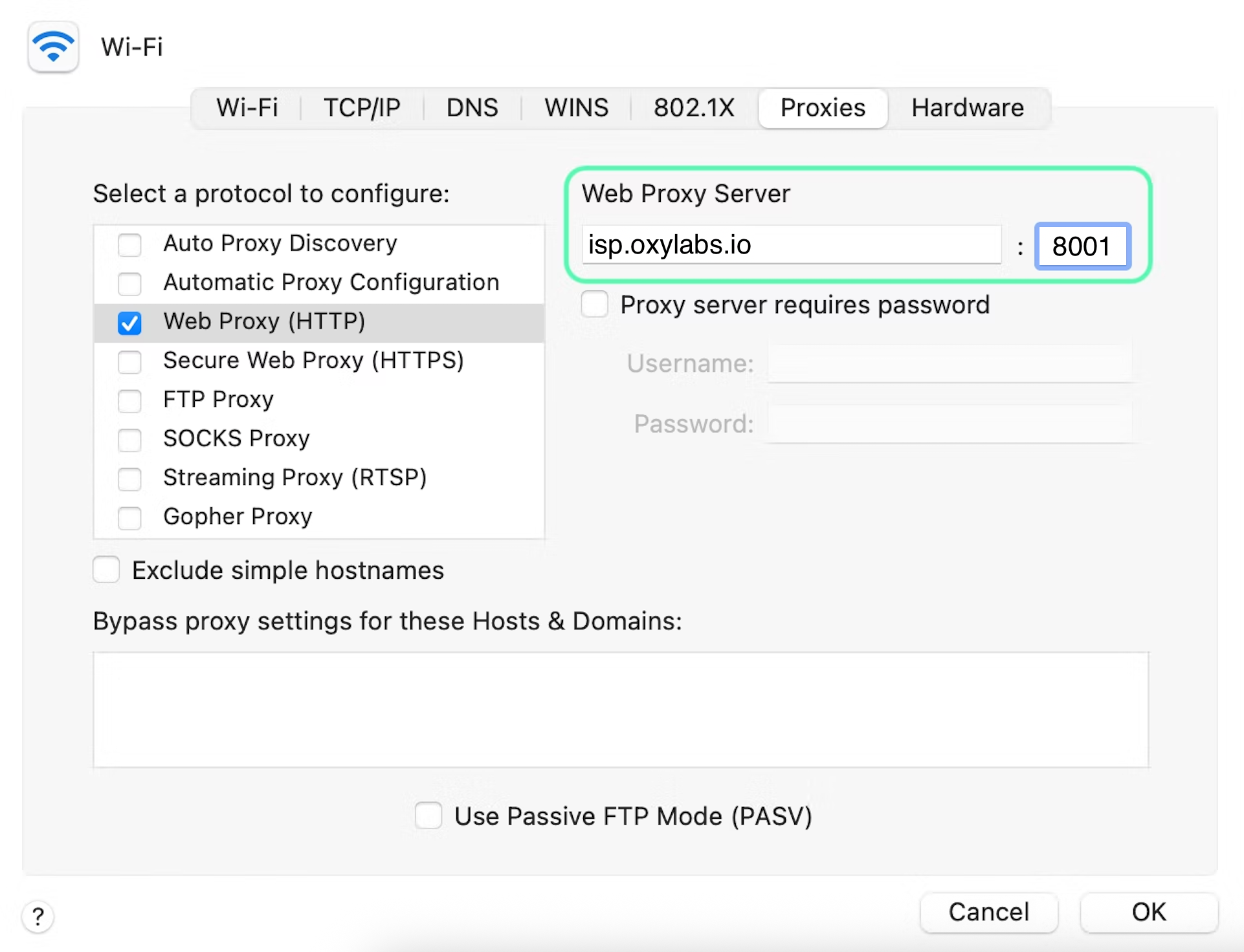MacOS Web Proxy Server